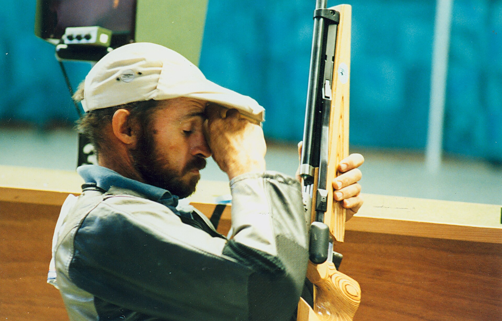Australian paralympic shooter,  Ashley Adams , at the shooting event during the  Atlanta 1996 Paralympic Games .