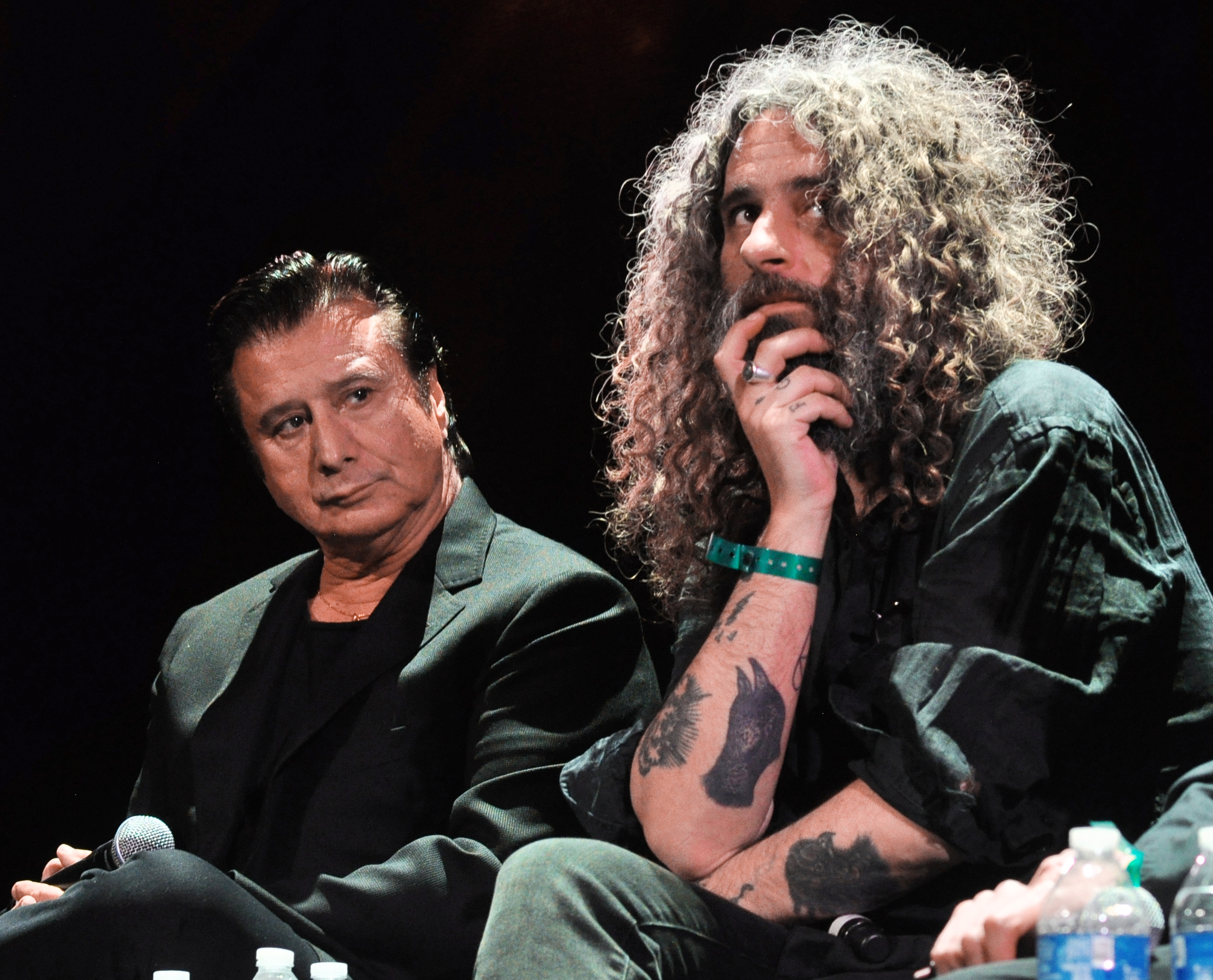 Steve Perry and Efrim Manuel Manuck on the keynote panel, "Going Up Yonder: How Music Makers and Writers Confront Loss and Grief", Pop Conference 2019, MoPOP, Seattle Center, Seattle, Washington.