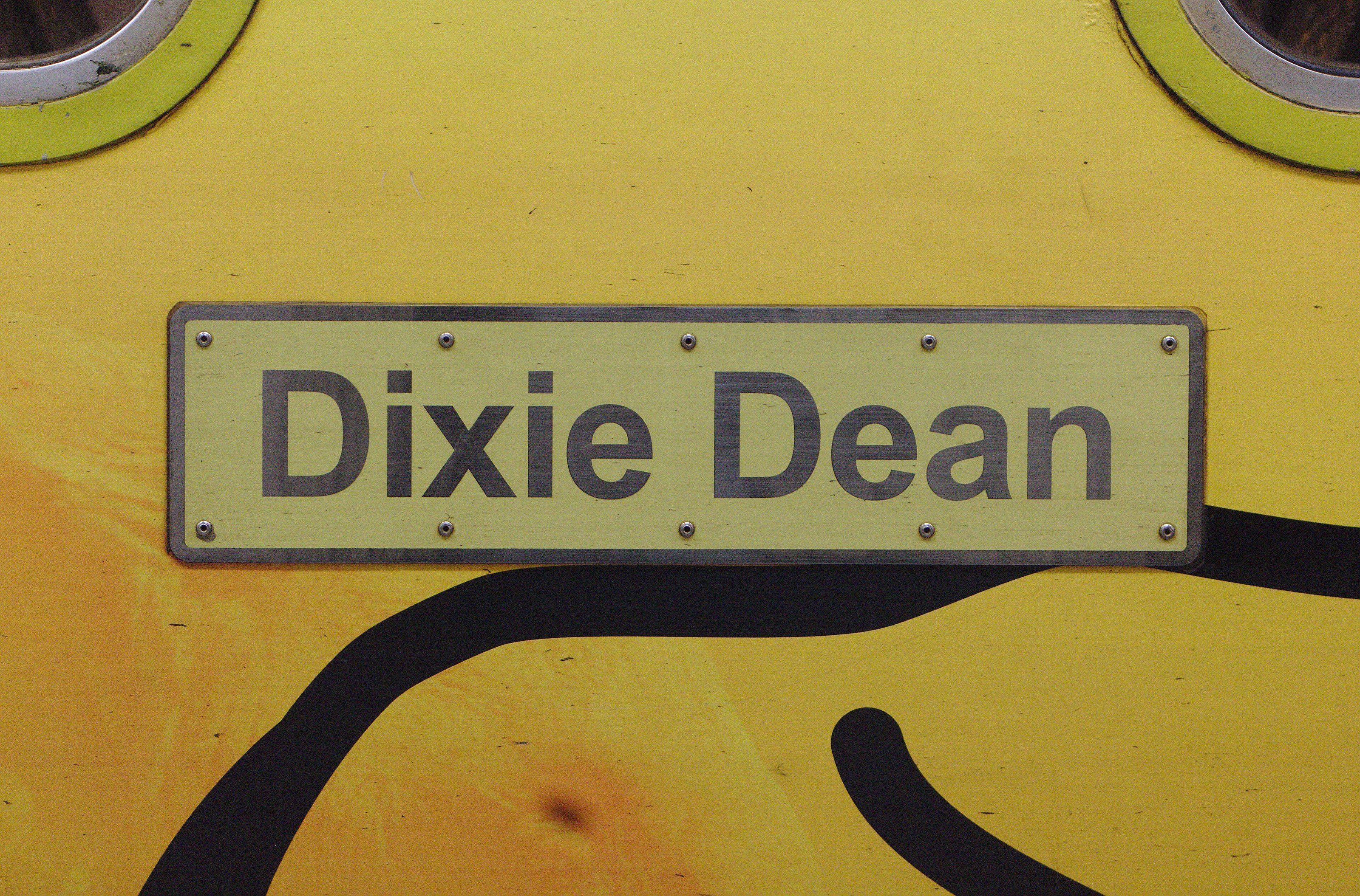 Memorial plate on one of Merseyrail's BR Class 507 EMUs, to legendary footballer Dixie Dean.