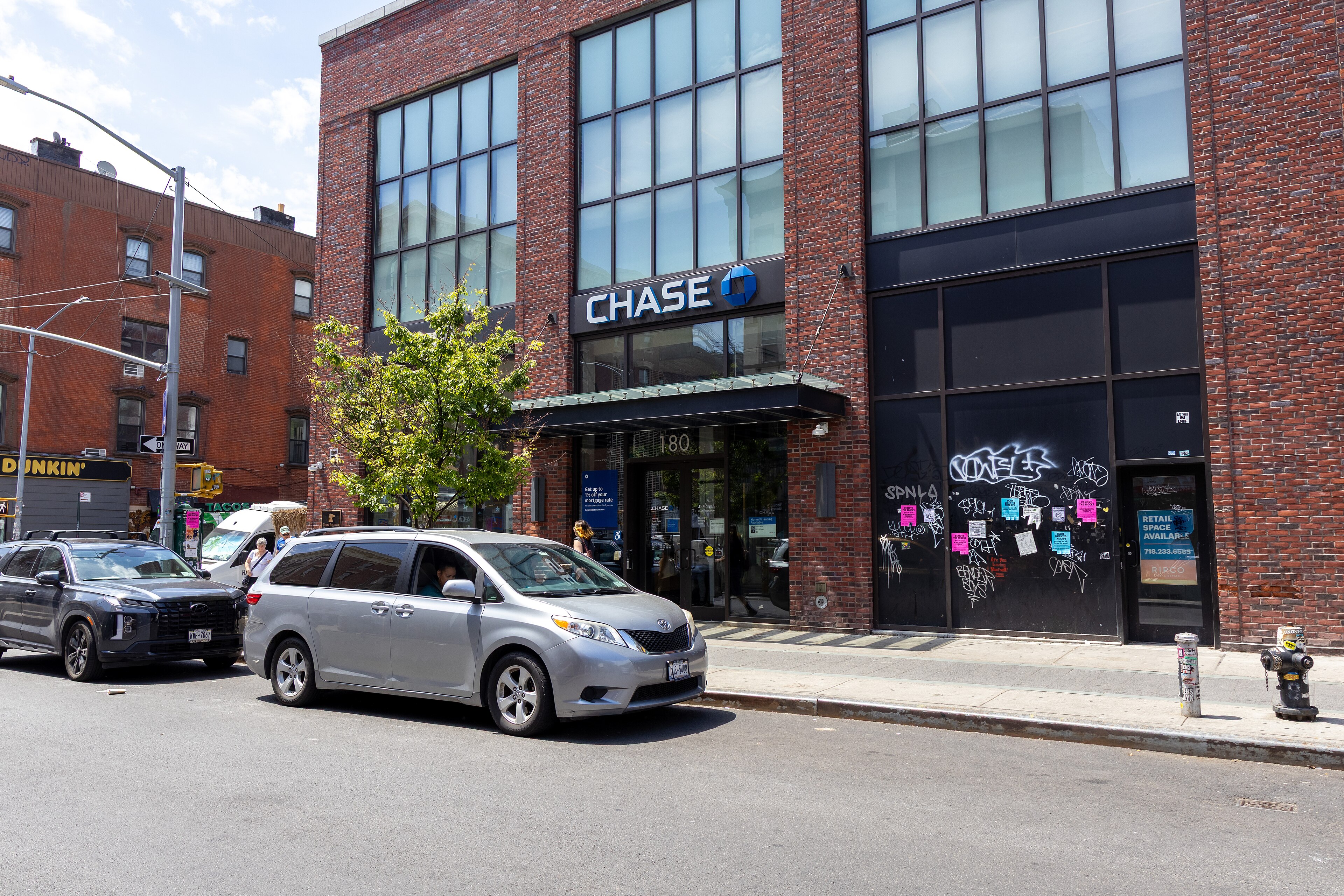 A Chase Bank branch in the Williamsburg region of north Brooklyn, New York City.