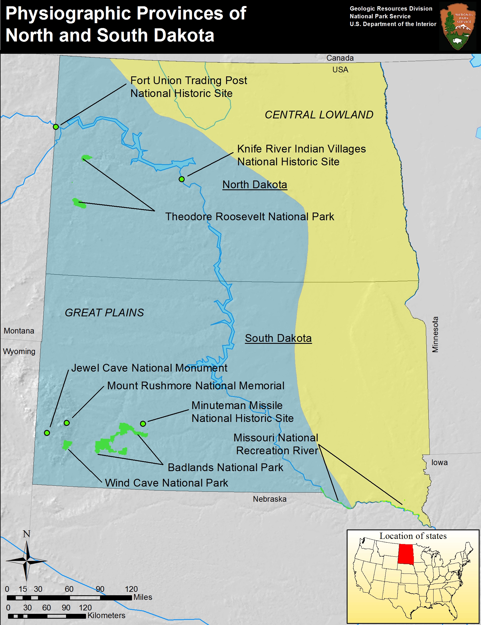 Physiographic provinces of North Dakota and South Dakota