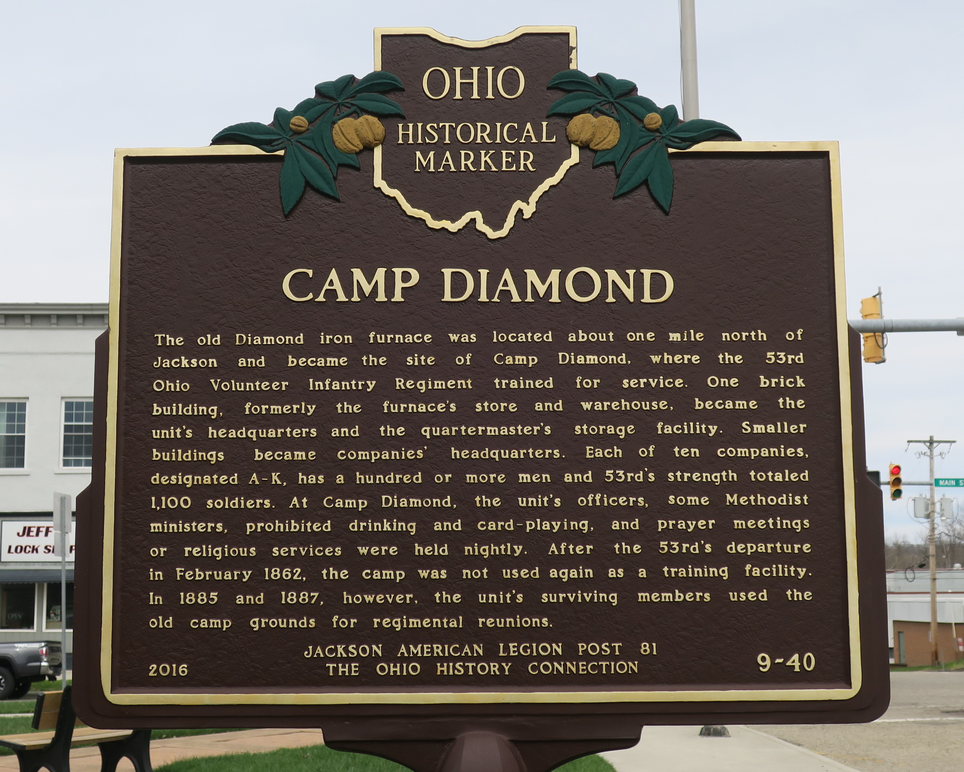Ohio Historical Marker 9-40, Camp Diamond (Jackson, Ohio)