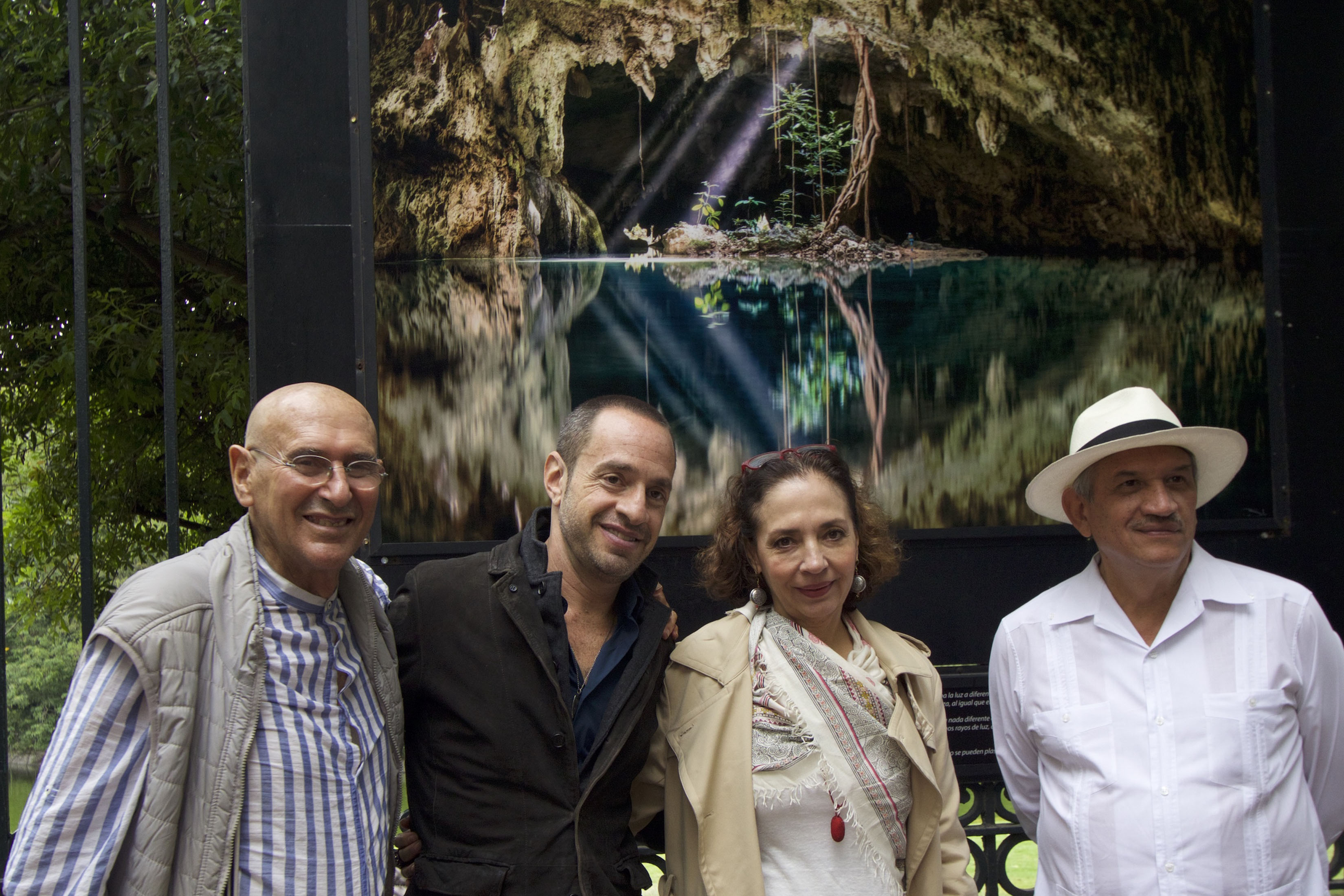 Pepe Soho at the opening event of his photo show in Mexico city. From left to right: Arnaldo Coen, Pepe Soho, Gabriela Lopez Torres and Jose Manuel Rodriguez Ramirez. Picture by Milton Martinez / Secretaria de Cultura CD
