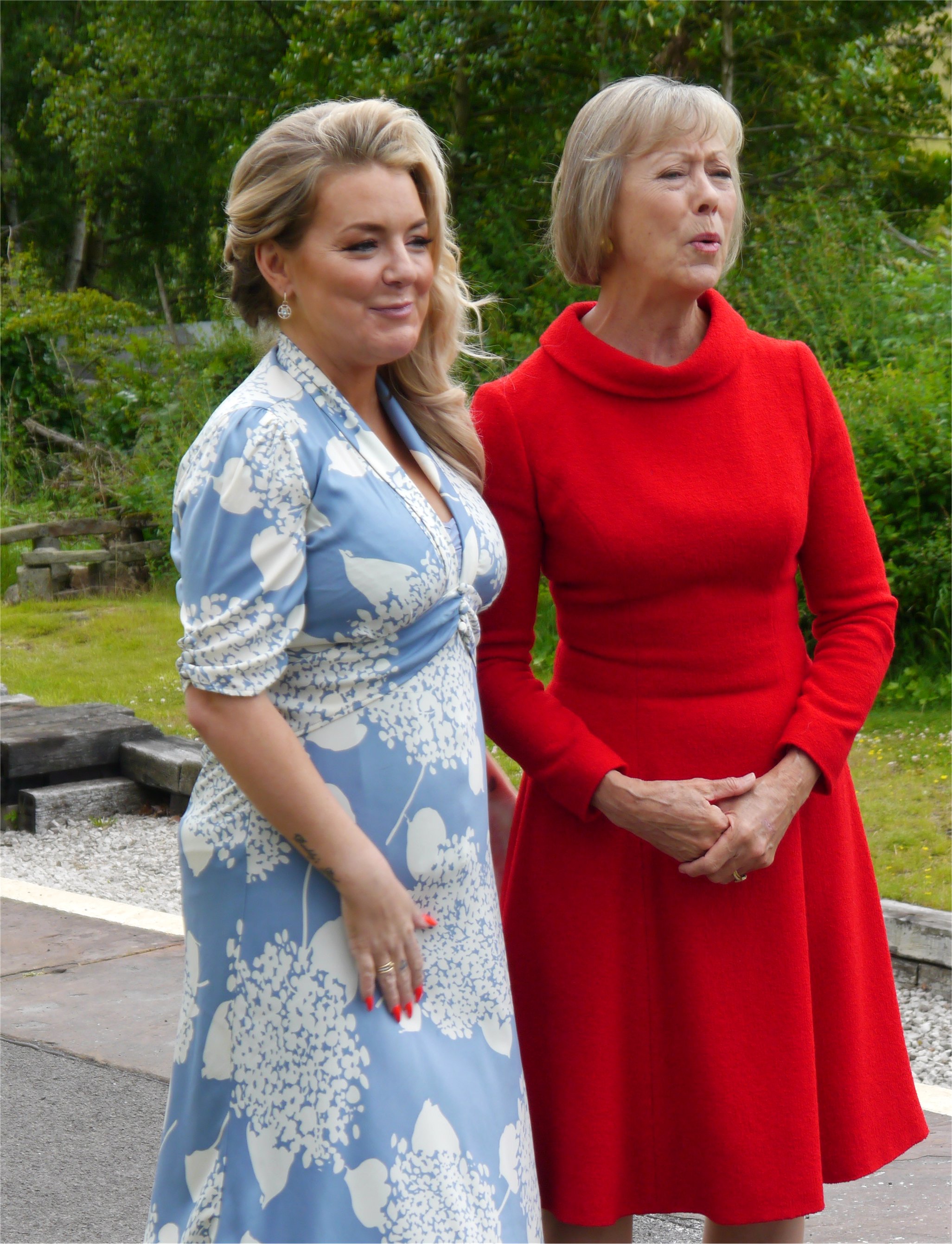 Sheridan Smith & Jenny Agutter at the press launch for the film at Oakworth Station, prior to the world premiere of the film at Keighley