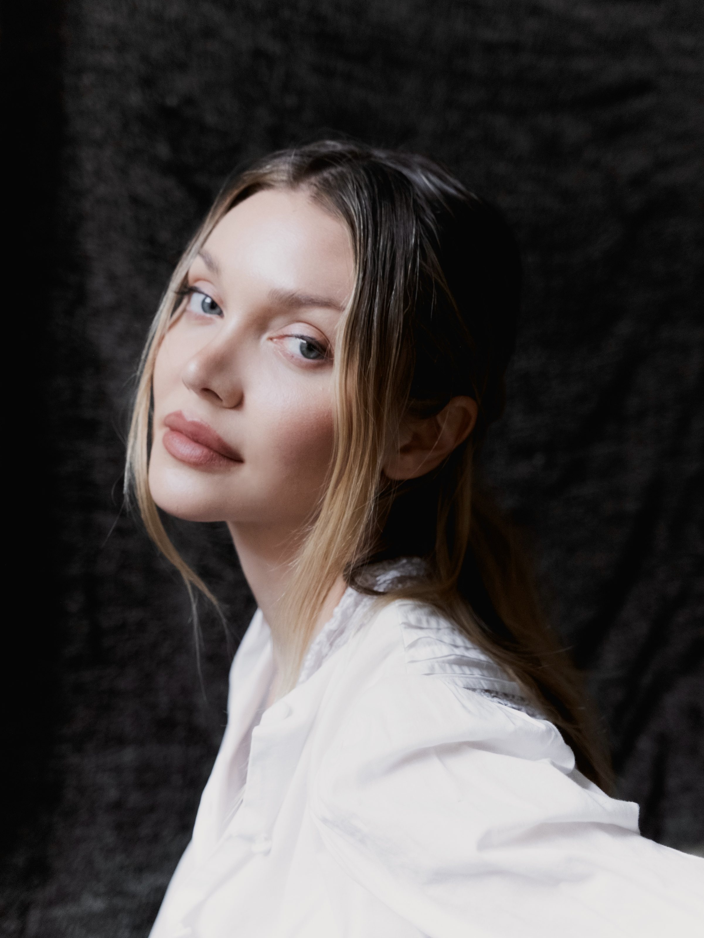 Jessie Andrews, actress and model, is photographed by Grant Legan in New York studio, 2025.