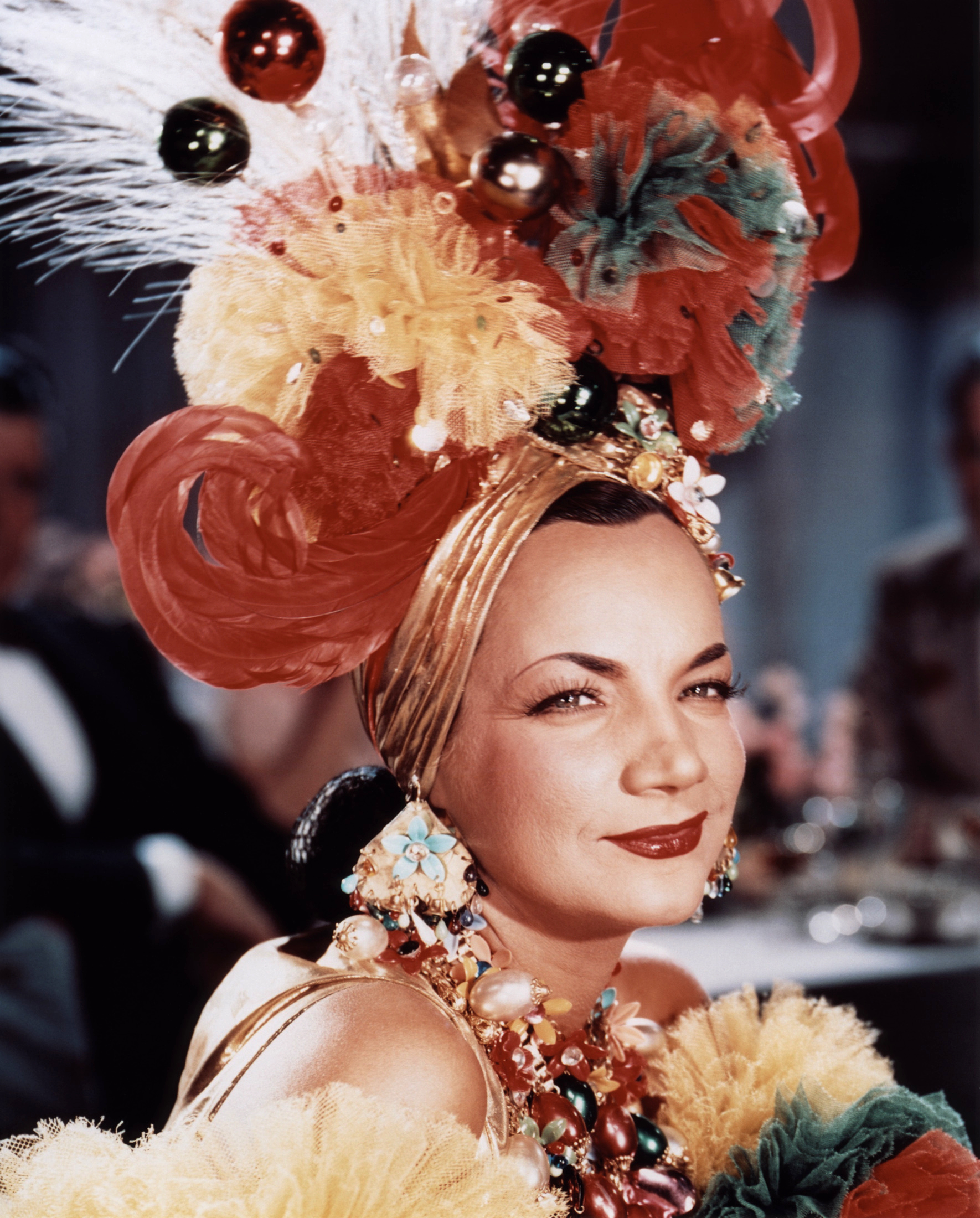 Carmen Miranda  (b. 1909–d. 1955) in the Hollywood film   Week-End in Havana  (Walter Lang, 1941).