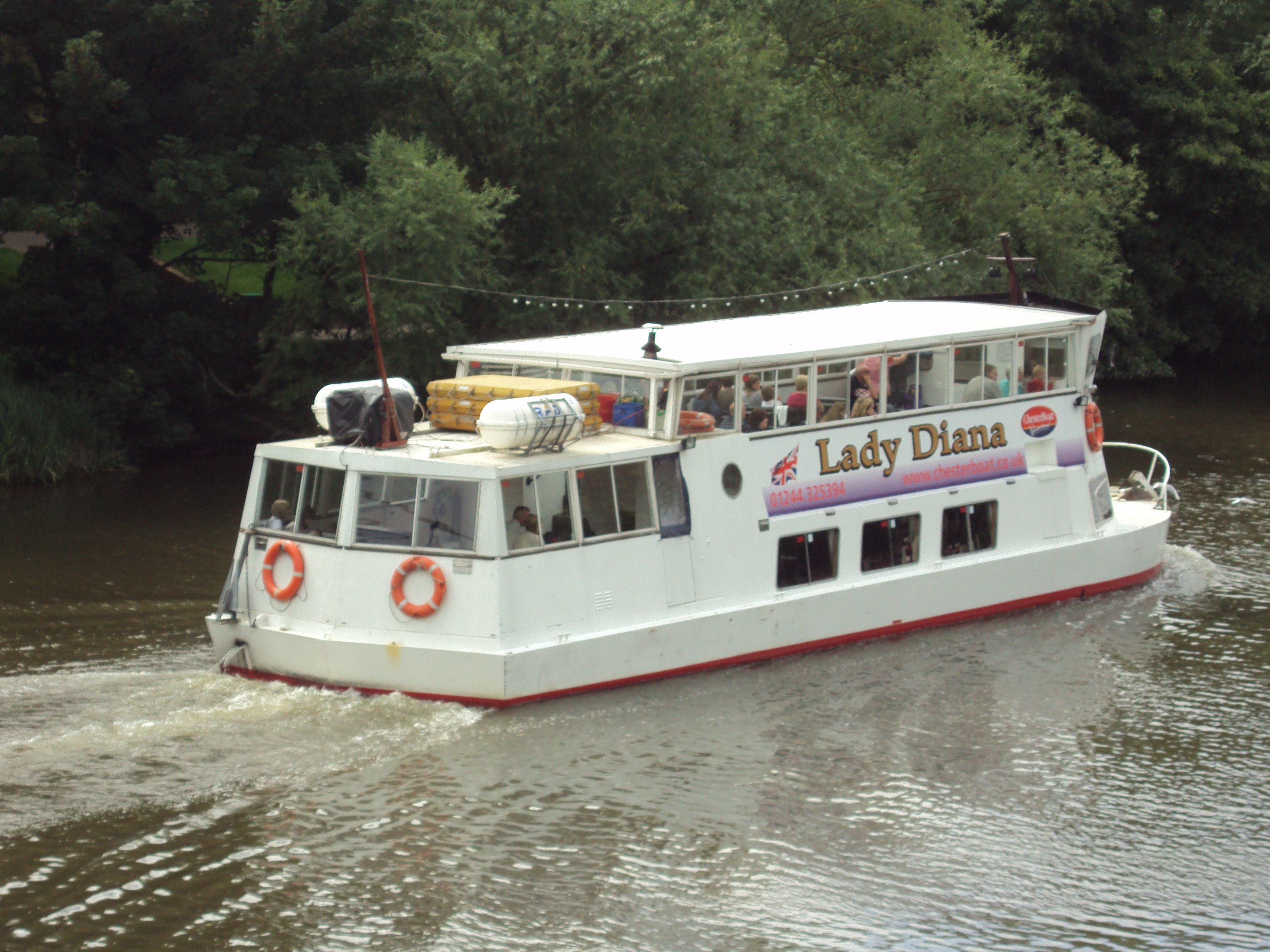Lady Diana  river cruise boat on the River Dee at Chester.