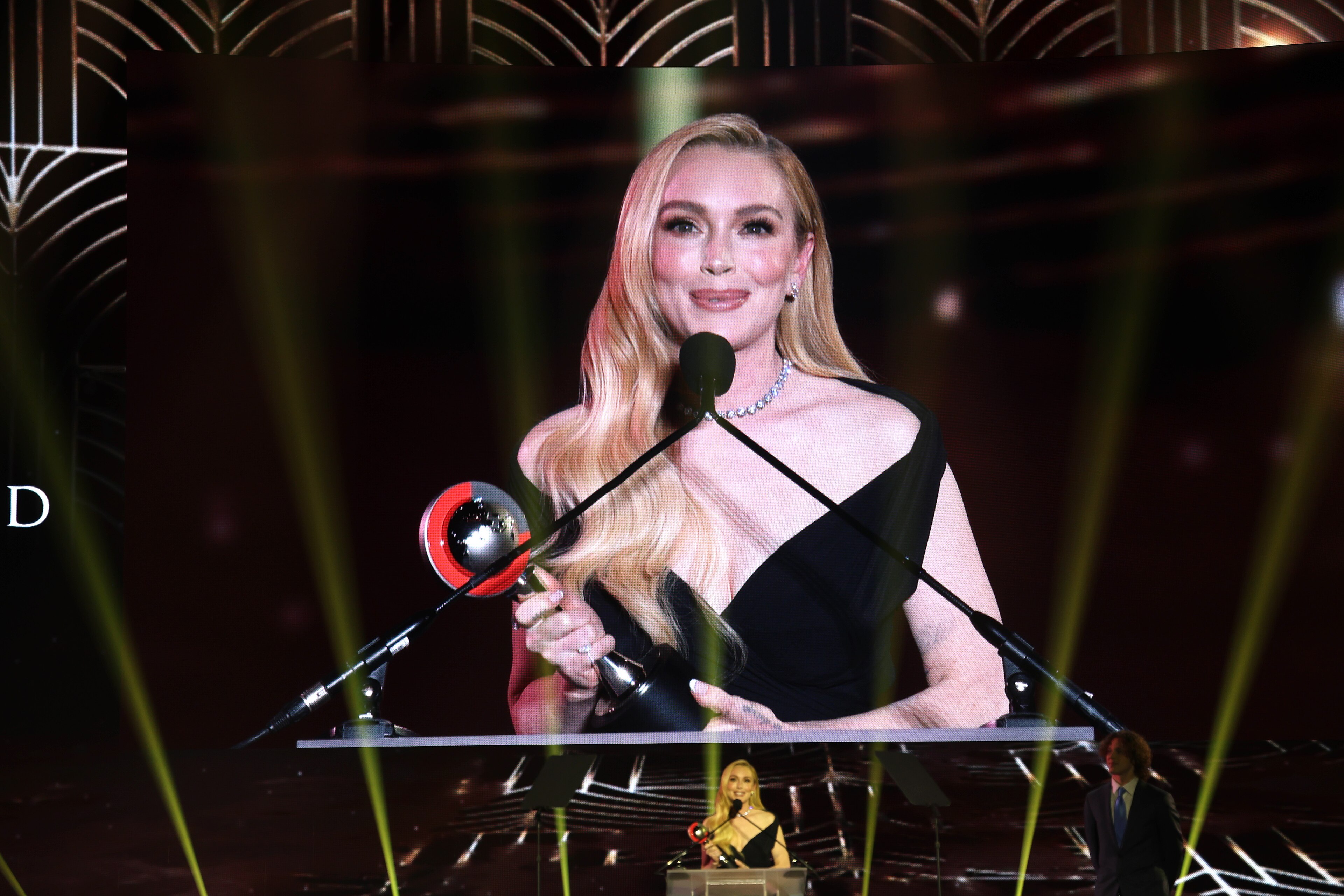 Lindsay Lohan accepting the Vanguard Award during the Big Screen Achievement Awards at CinemaCon 2025 in at Caesar's Palace at Las Vegas, NV