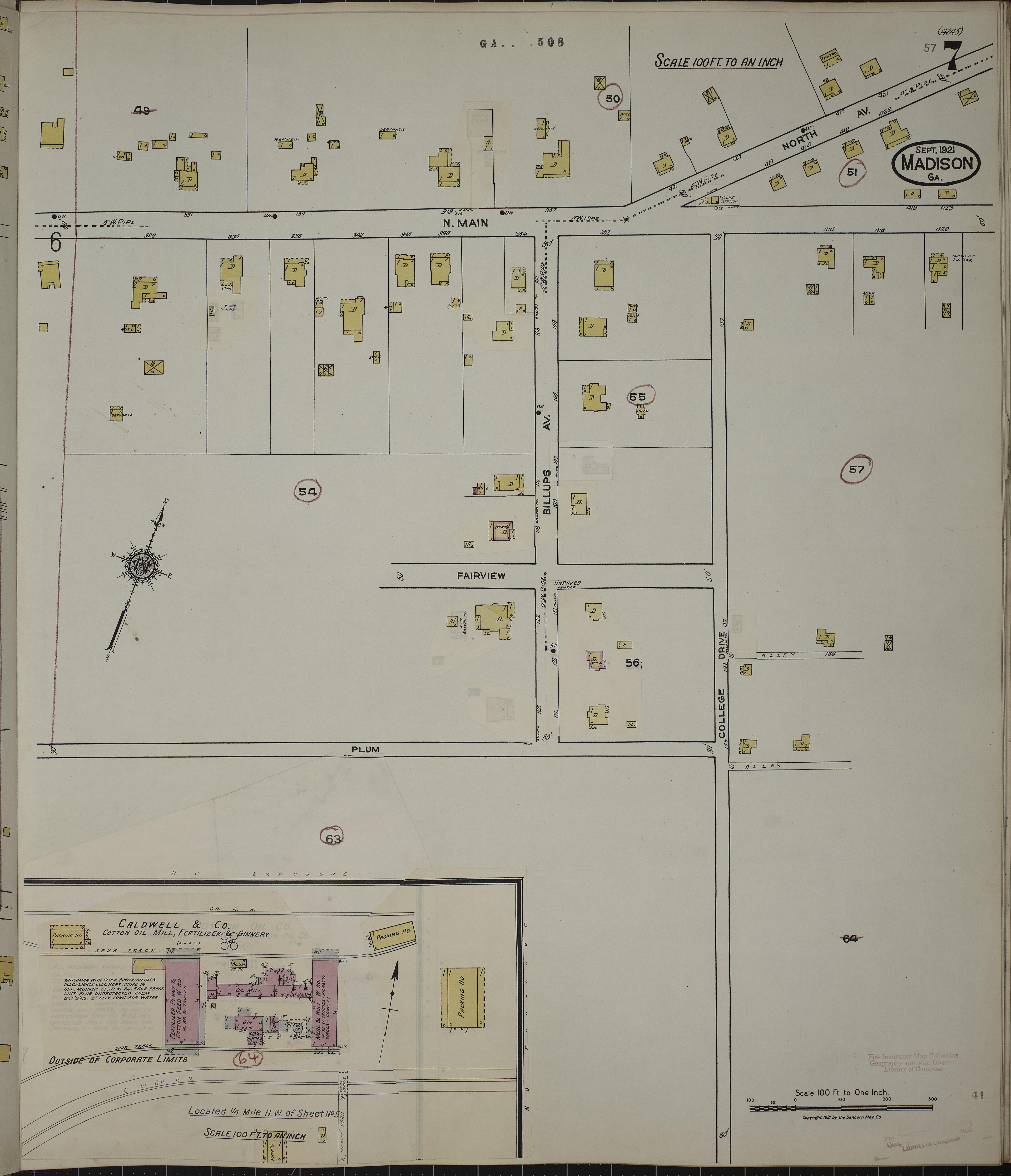Sanborn Fire Insurance Map from Madison, Morgan County, Georgia, 1941, Plate 0007