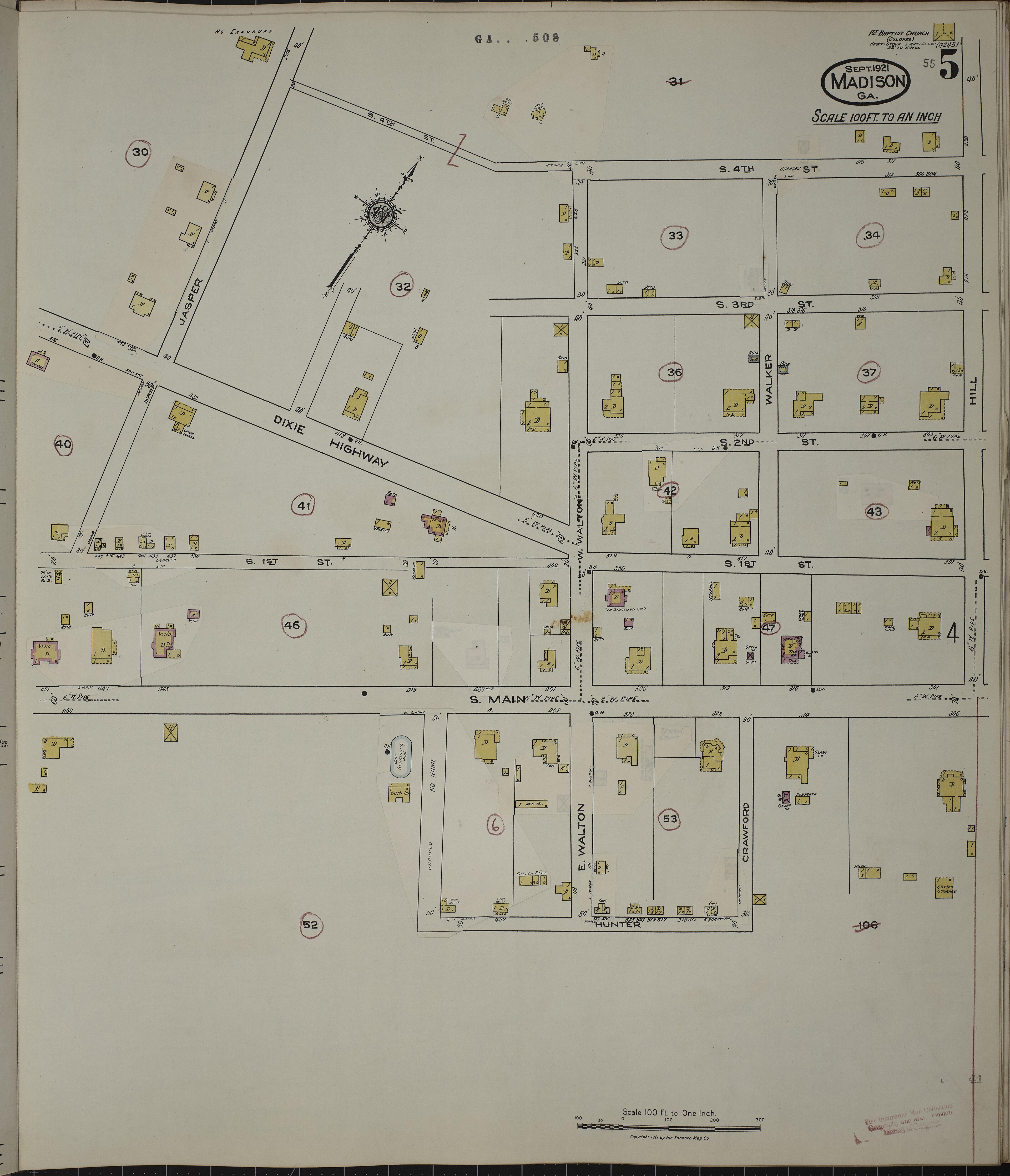 Sanborn Fire Insurance Map from Madison, Morgan County, Georgia, 1941, Plate 0005