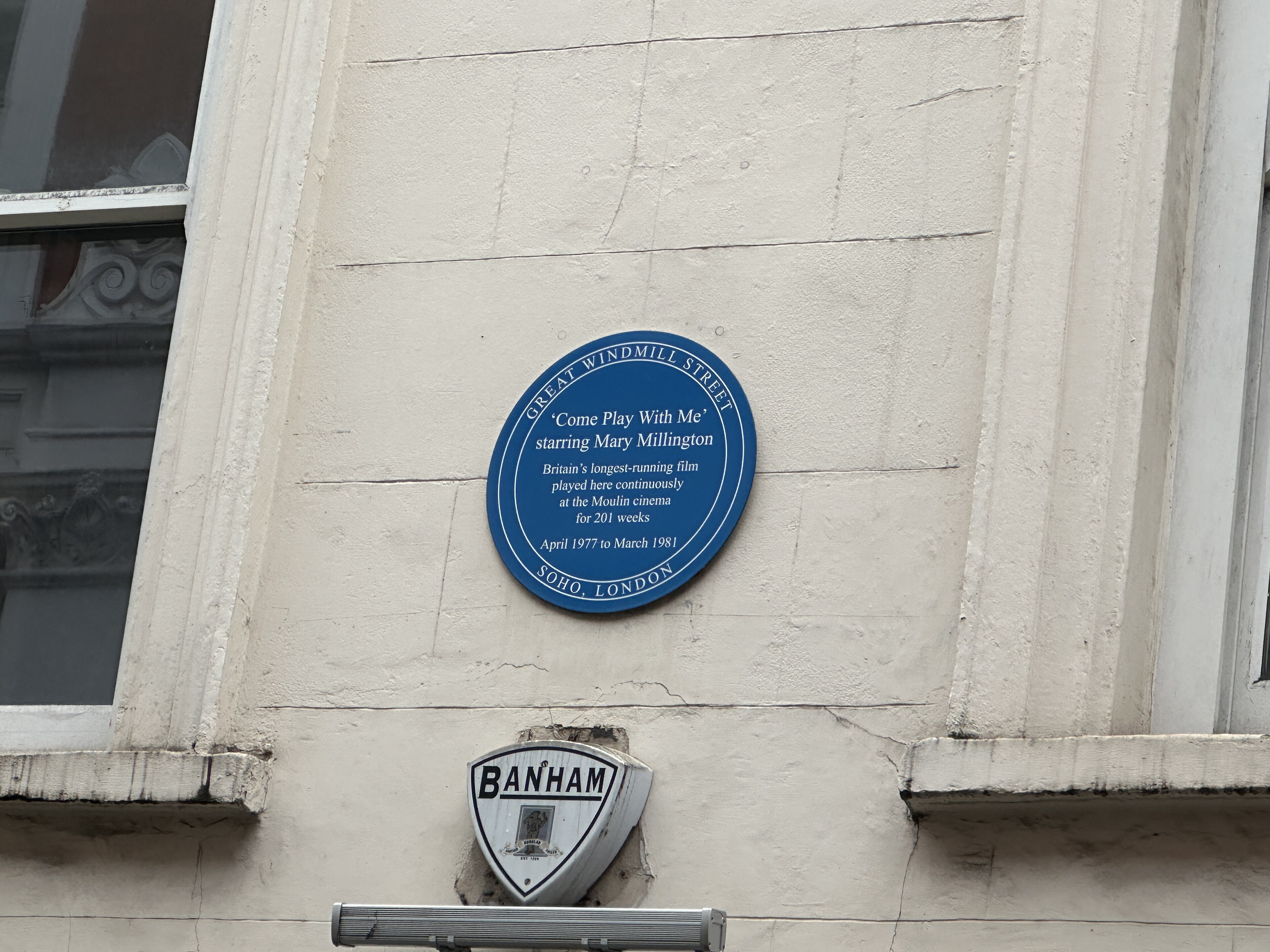 Come Play With Me, Starring Mary Millington plaque