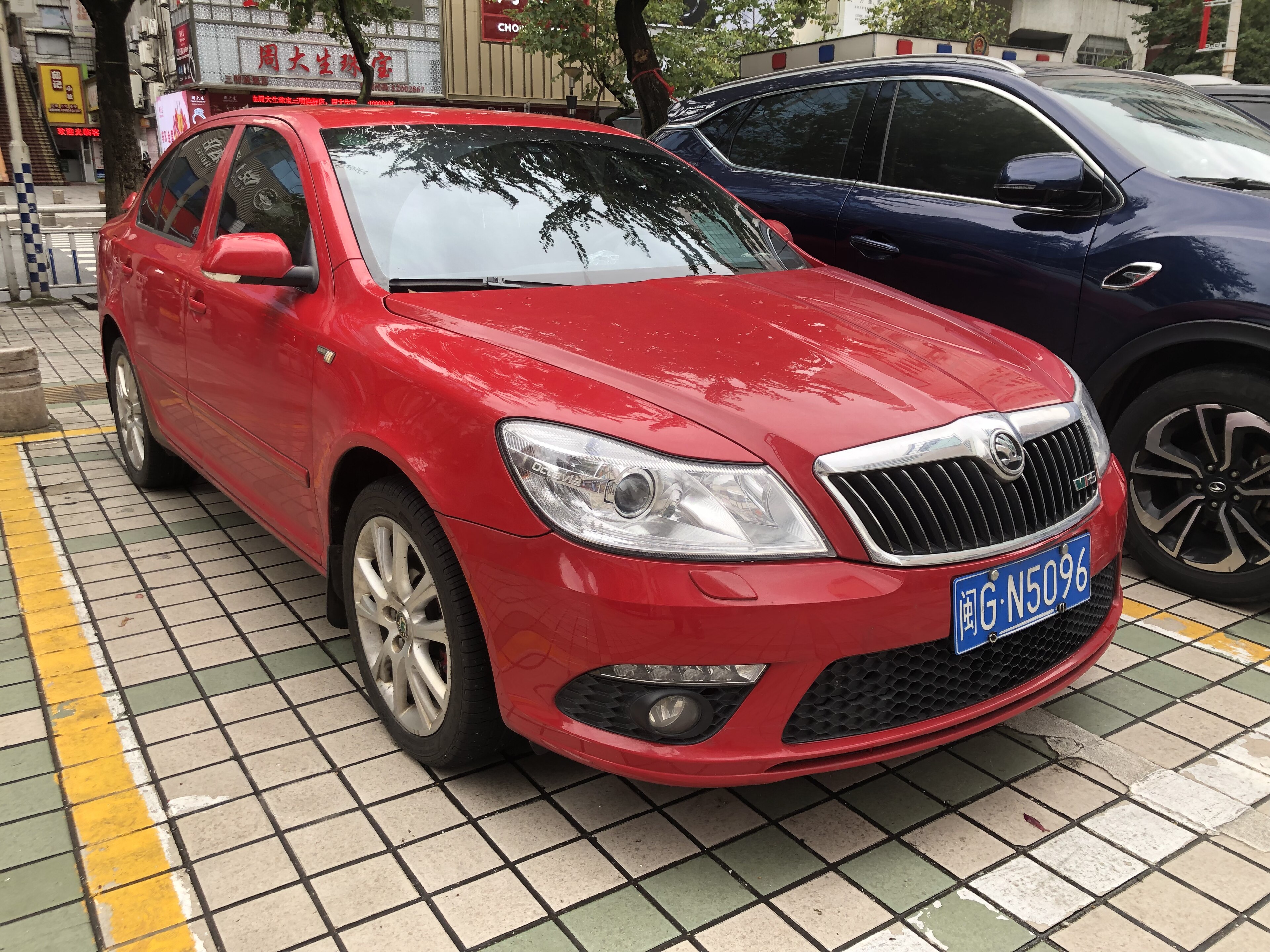 Škoda Octavia II RS facelift photographed in  Sanming , Fujian province, China.