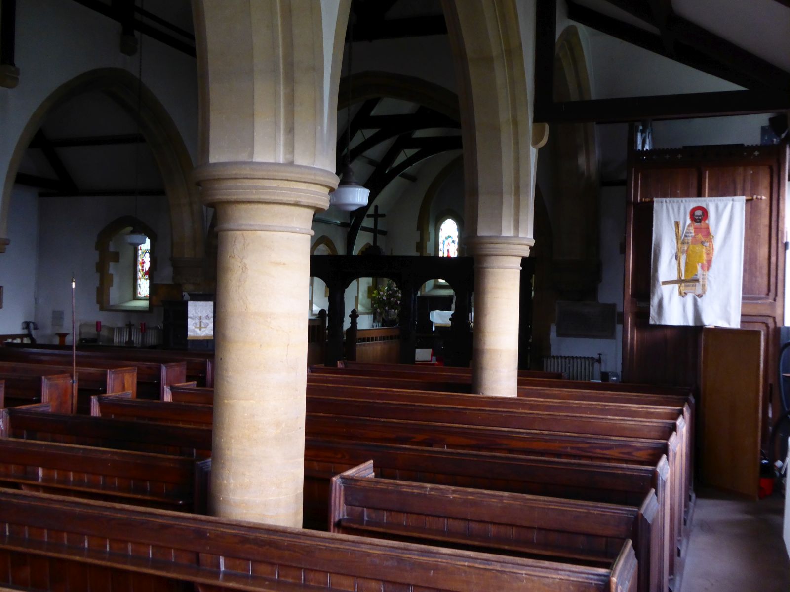 Interior of church of St Peter, North Newton